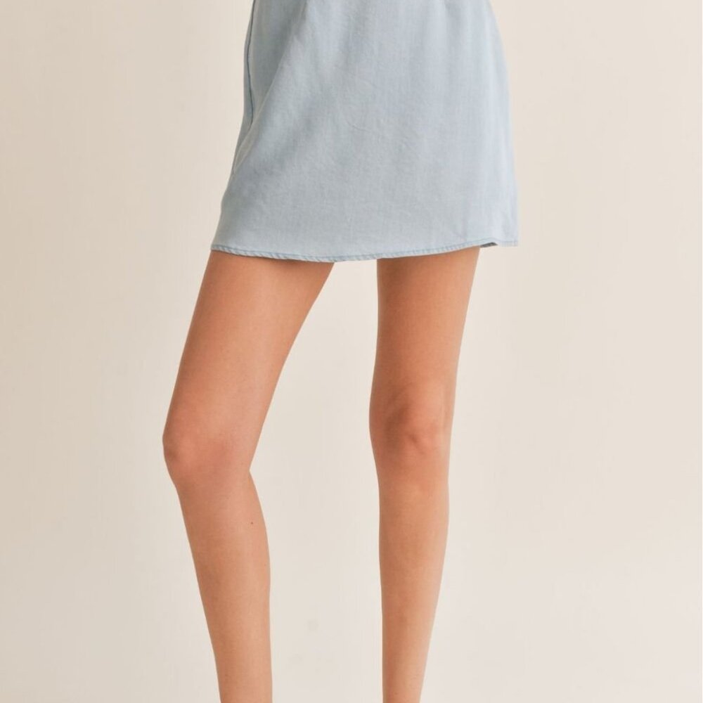 Women's Chambray Mini Skirt | Light Wash Denim